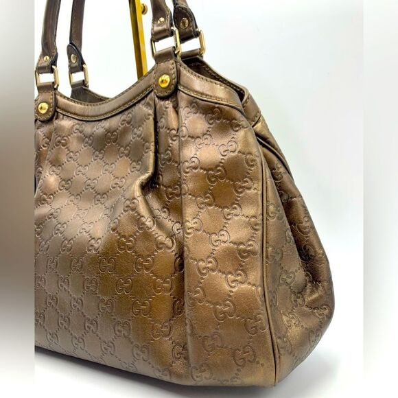 Auth GUCCI Guccisima Bronze Metallic Sukey Handbag Preloved Excellent Condition. - Picture 6 of 13